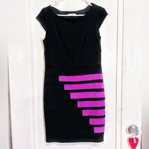 Sandra Darren Black Knee Length Bodycon Women's Pleated Black purple